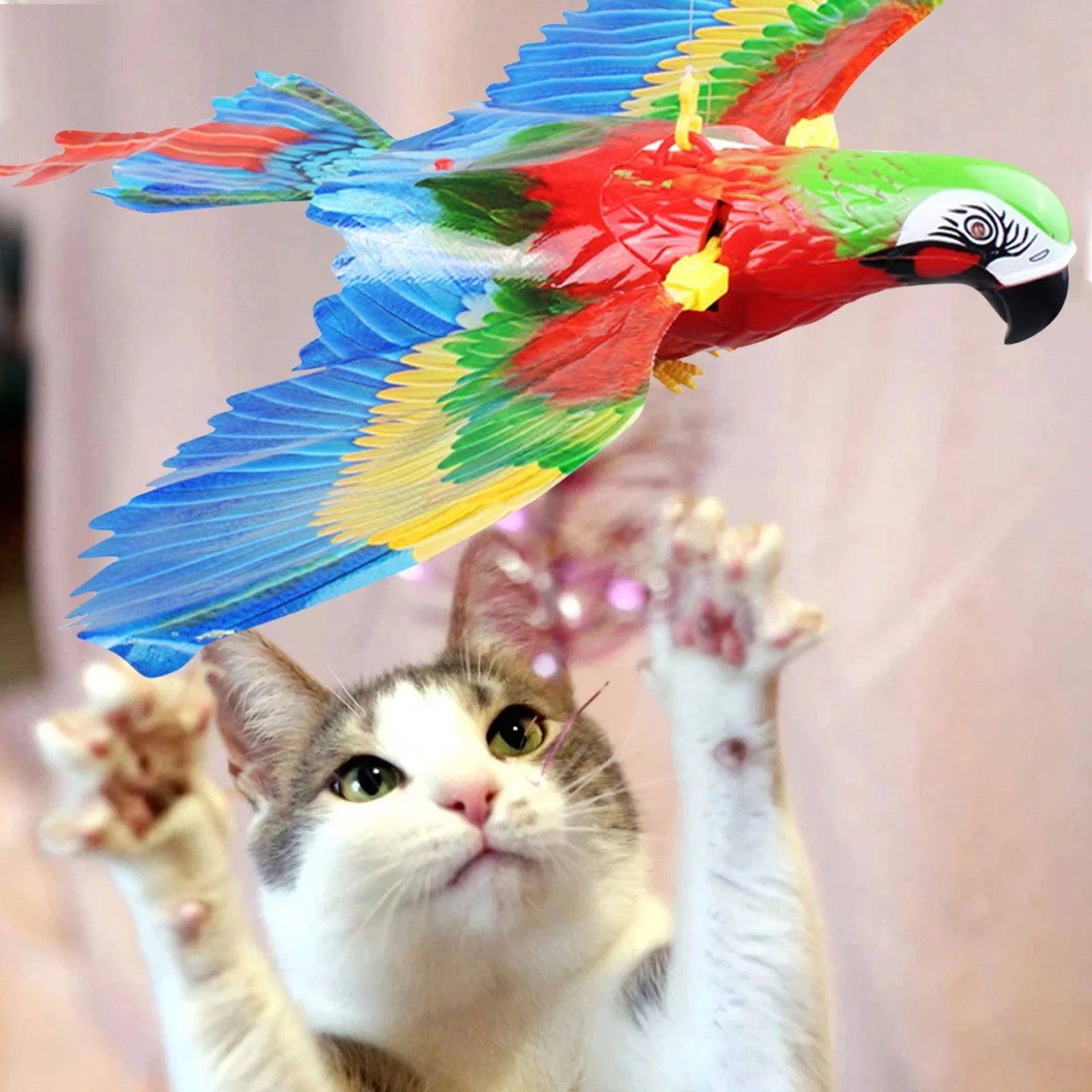 Bird Interactive Electric Cat Toy with Hanging Rope & Flapping Bird, (2 Pack)