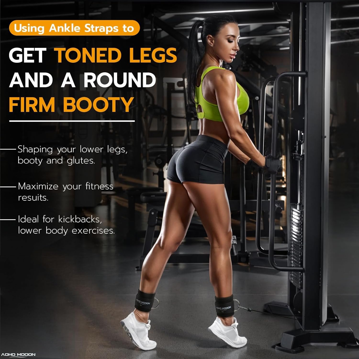 Comfortable Adjustable Padded Ankle Wrist Cuffs Neoprene Padded Straps D-Ring Glute Kickback for Cable Machine, Ideal for Glutes Exercises