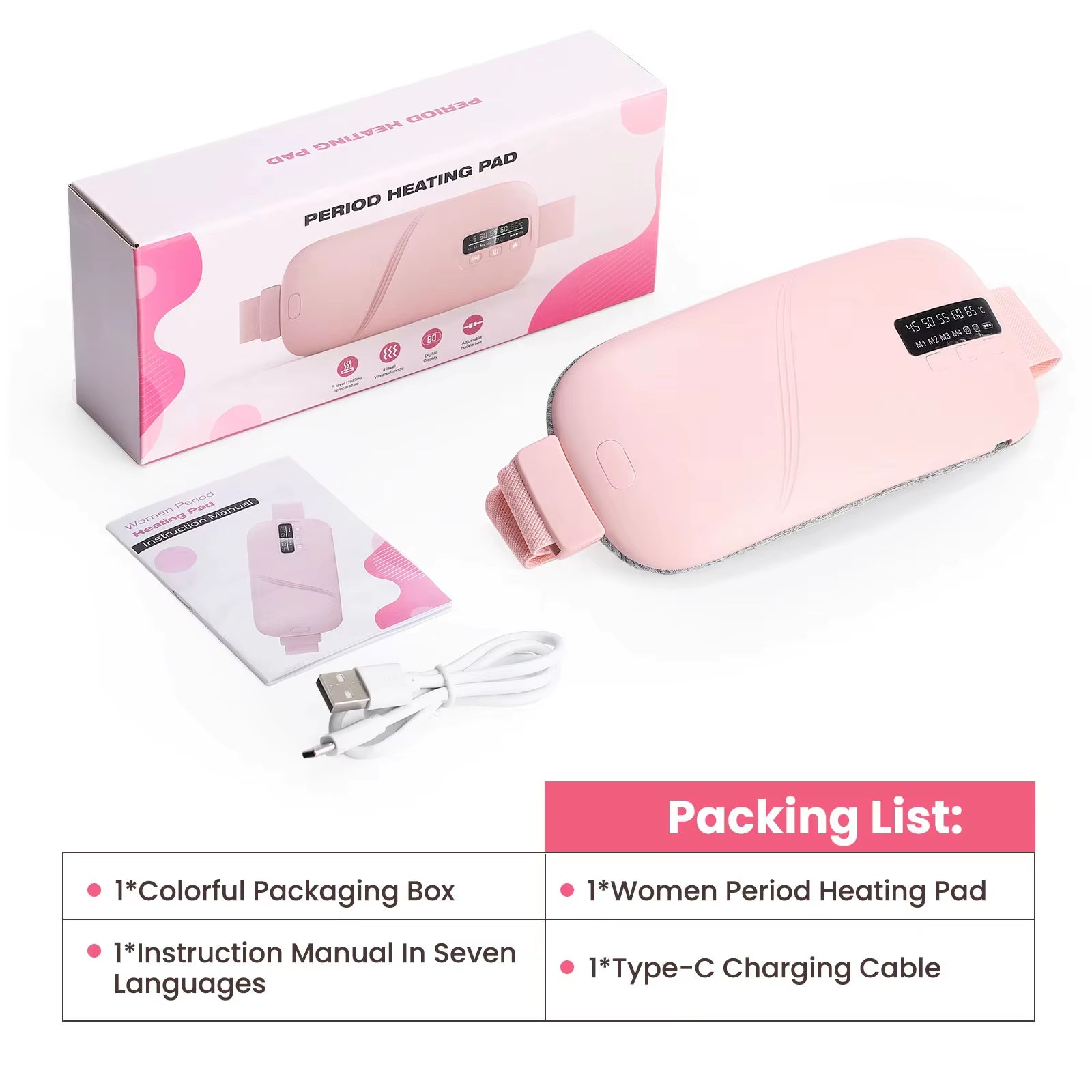 Electric Heating Pad Women Vibrator Period Pain Relief Device Menstrual Cramp Massager Blood Circulation Abdominal Belt Warmer