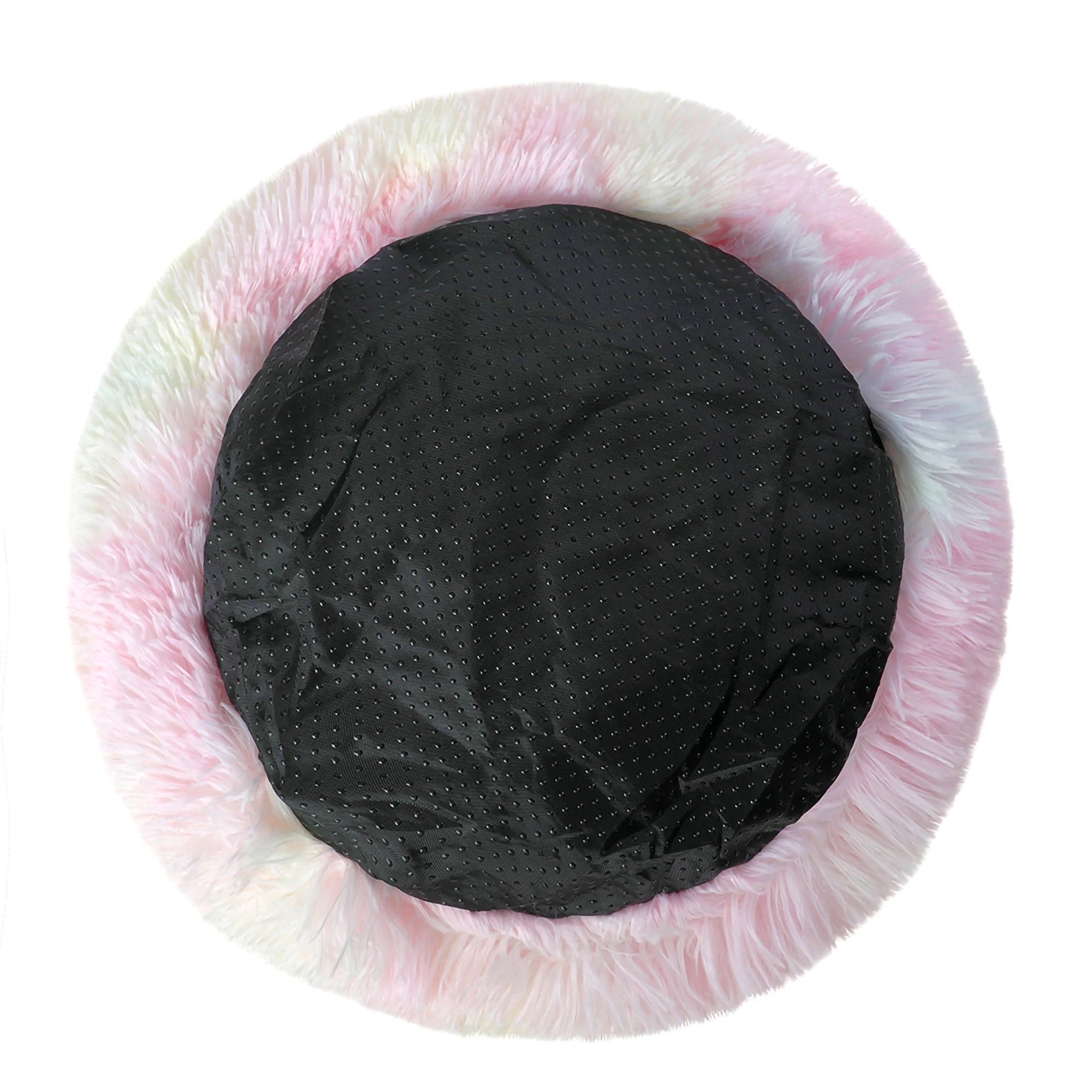 Round Plush Pet Bed for Dogs & Cats,Fluffy Soft Warm Calming Dog Bed Sleeping Kennel Nest,23.6 X 23.6 X 8"