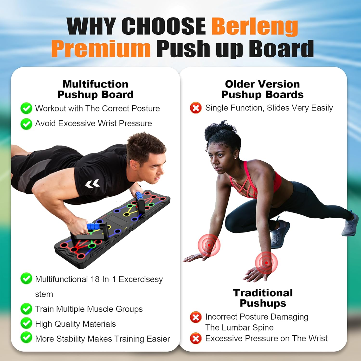 Solid Push up Board Home Workout Equipment Multi-Functional Pushup Stands System Fitness Floor Chest Muscle Exercise Professional Equipment Burn Fat Strength Training Arm Men & Women Weights , Best Choice for Daily Gifts