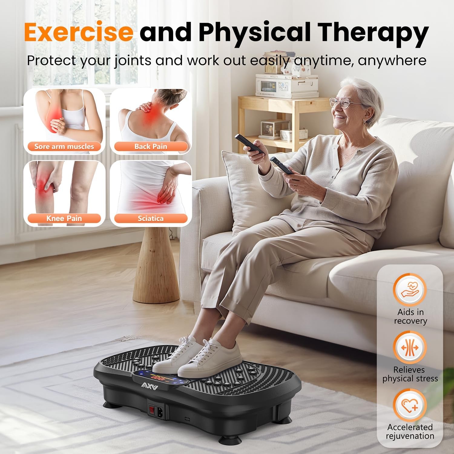 Vibration Plate Fitness Platform Exercise Machine Vibrating Lymphatic Drainage Shaking Full Body Shaker Workout Vibrate Stand Shake Board Sport Gym for Weight Loss Fat Burner for Women Men