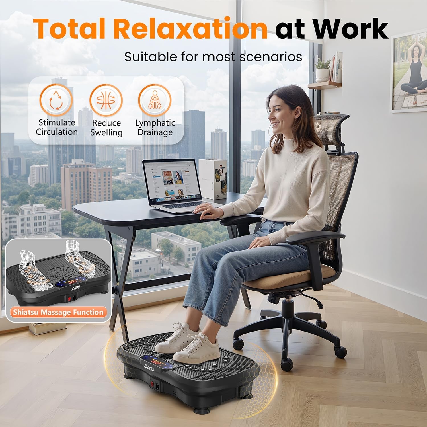 Vibration Plate Fitness Platform Exercise Machine Vibrating Lymphatic Drainage Shaking Full Body Shaker Workout Vibrate Stand Shake Board Sport Gym for Weight Loss Fat Burner for Women Men