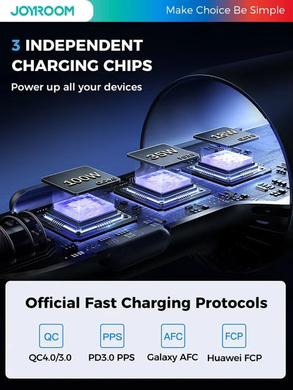 120W Car Charger USB C 3 Port Car Phone Charger Fast Charging Multiple Devices PD 100W&amp;35W QC 3.0/4.0