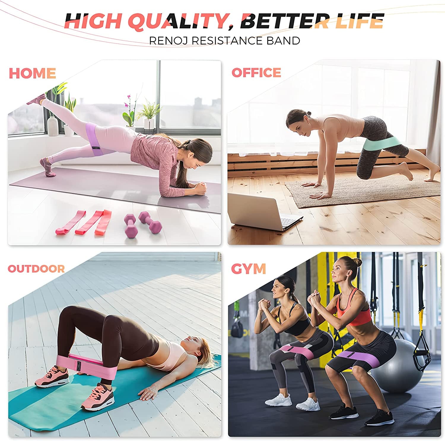 Resistance Bands, Exercise Workout Bands for Women and Men, 3 Set of Stretch Bands for Booty Legs for Yoga Starter, Pilates Flexbands