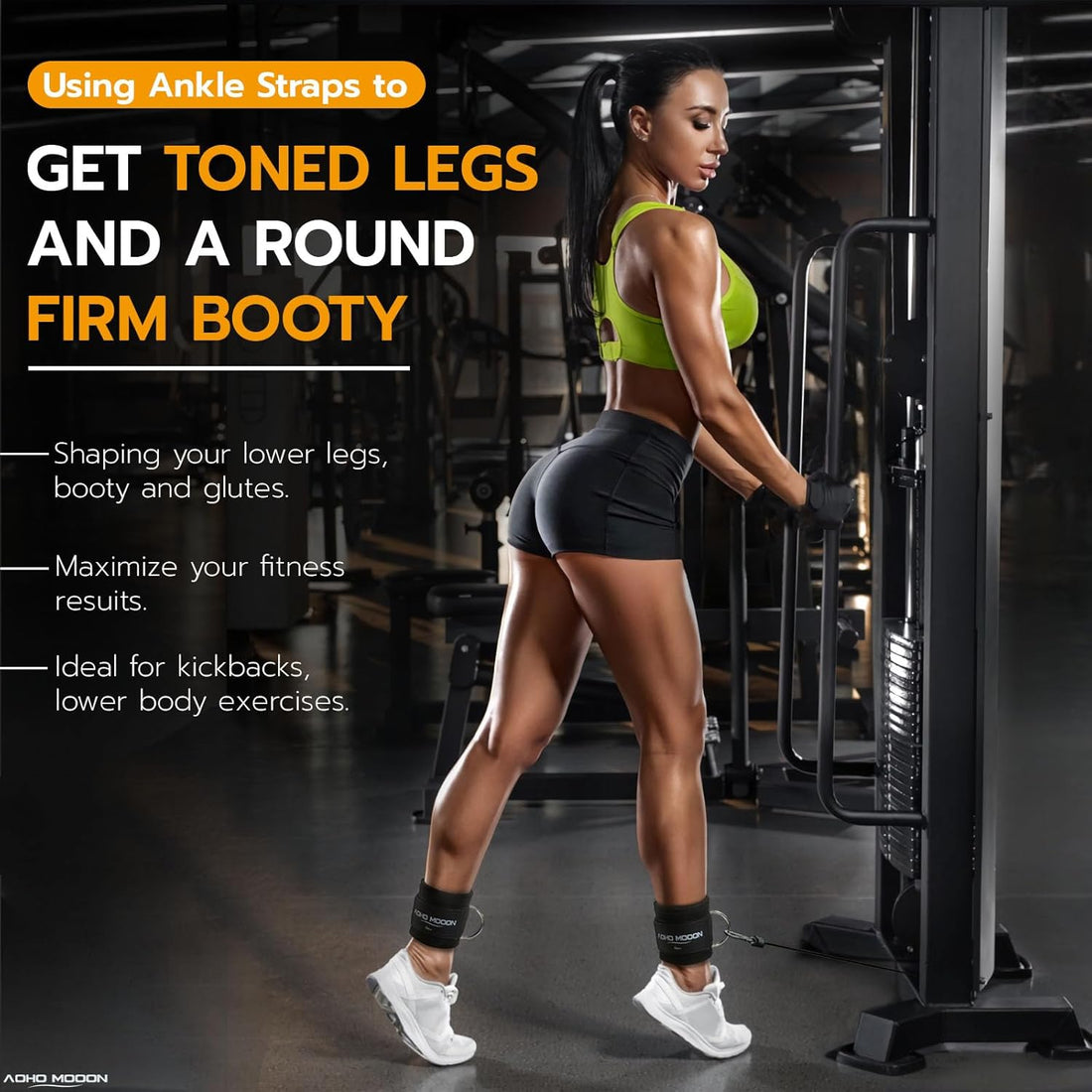 Comfortable Adjustable Padded Ankle Wrist Cuffs Neoprene Padded Straps D-Ring Glute Kickback for Cable Machine, Ideal for Glutes Exercises