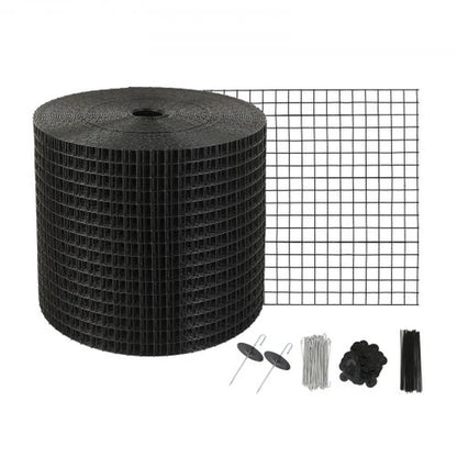 VEVOR 6 Inch X 100Ft Solar Panel Bird Guard, Critter Guard Roll Kit with 100Pcs Stainless Steel Fasteners, Solar Panel Guard with Rust-Proof PVC Coating, 1/2 Inch Wire Roll Mesh