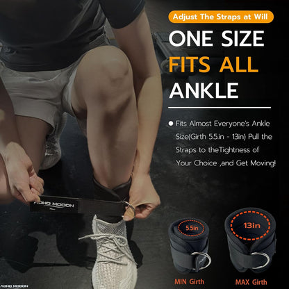 Comfortable Adjustable Padded Ankle Wrist Cuffs Neoprene Padded Straps D-Ring Glute Kickback for Cable Machine, Ideal for Glutes Exercises
