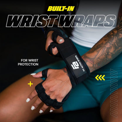 New Ventilated Weight Lifting Workout Gloves with Built-In Wrist Wraps for Men and Women - Great for Gym Fitness, Cross Training, Hand Support &amp; Weightlifting.