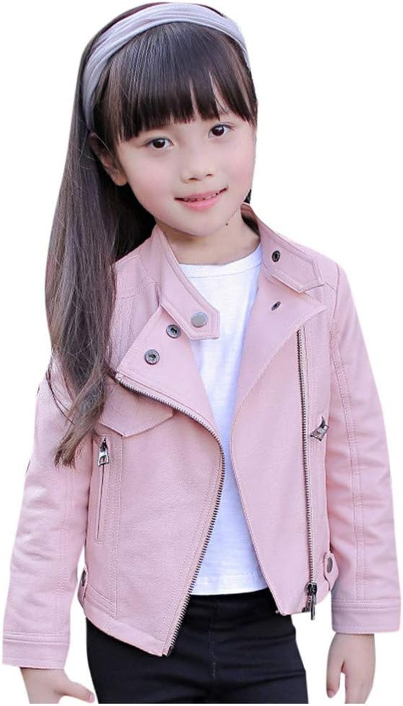 Children Kid Girls Boys Autumn Clothes Stylish Zipper Pockets Cold Leather Jacket 0-12 Months