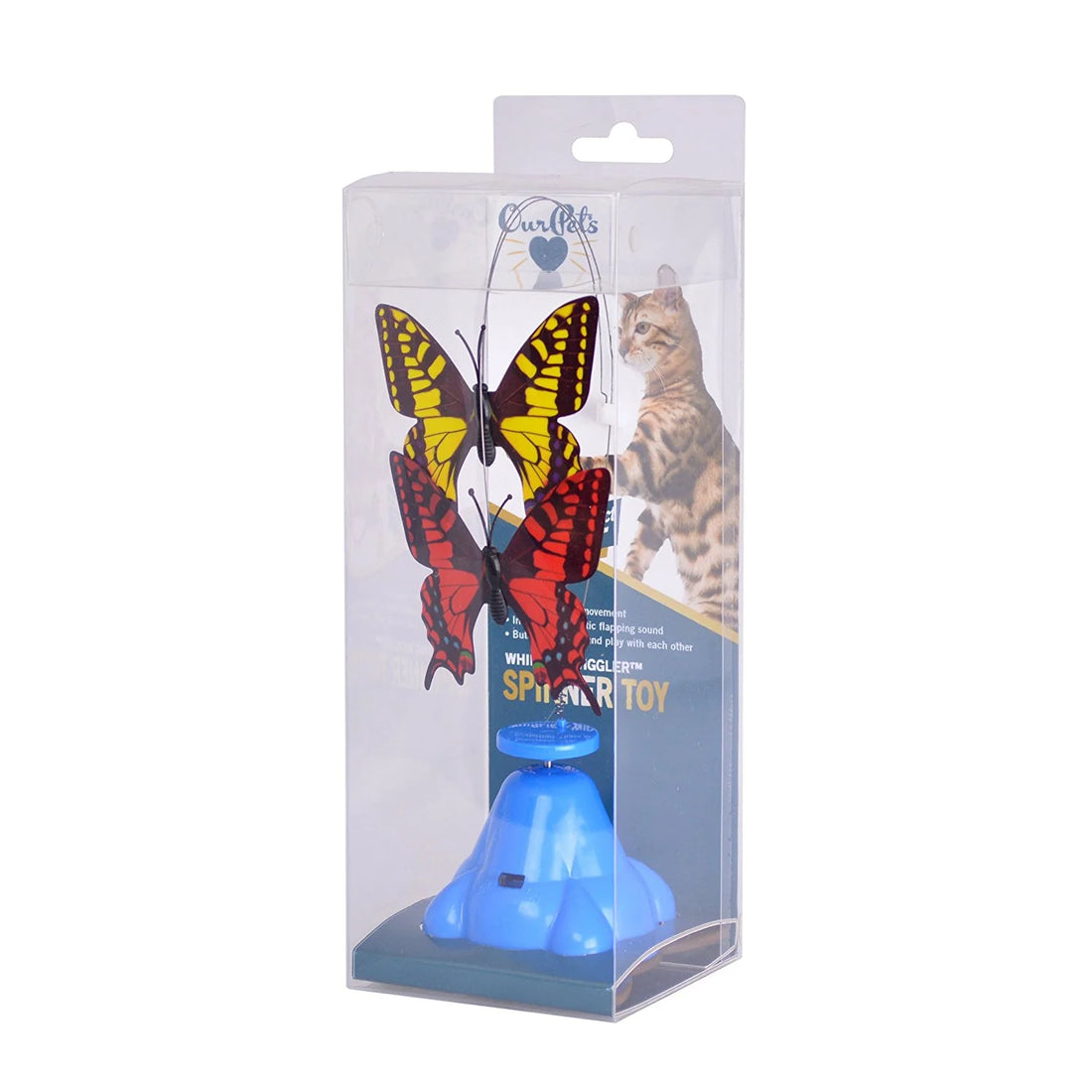 Whirling Wiggler Butterfly Spinner Cat Toy, Red and Yellow