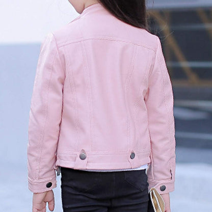 Children Kid Girls Boys Autumn Clothes Stylish Zipper Pockets Cold Leather Jacket 0-12 Months