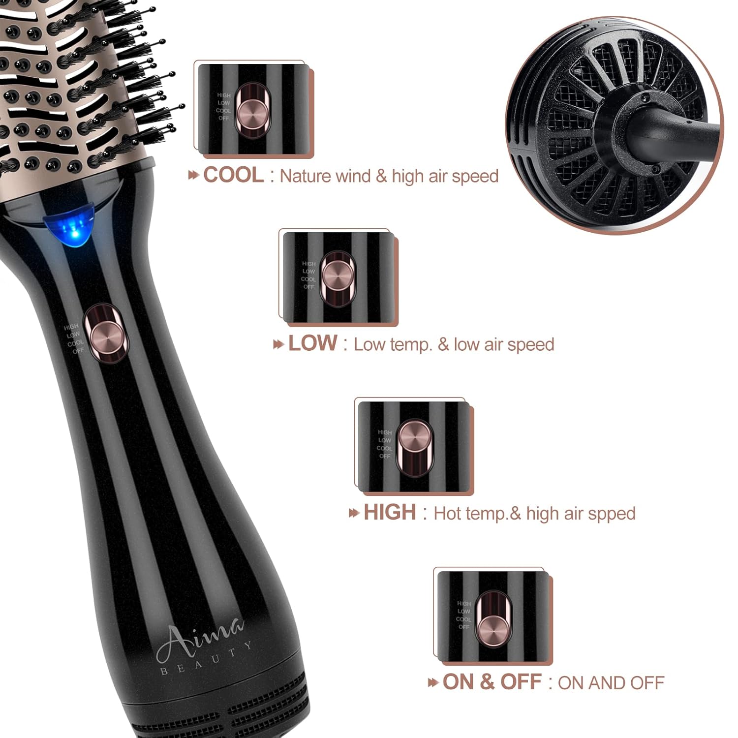 One Step Hair Dryer &amp; Volumizing Hot Air Brush, Blow Dryer, Ceramic Straightener, Curler &amp; Hot Comb 4 in 1 Salon Ionic Brush, Hair Styling Tools, Black
