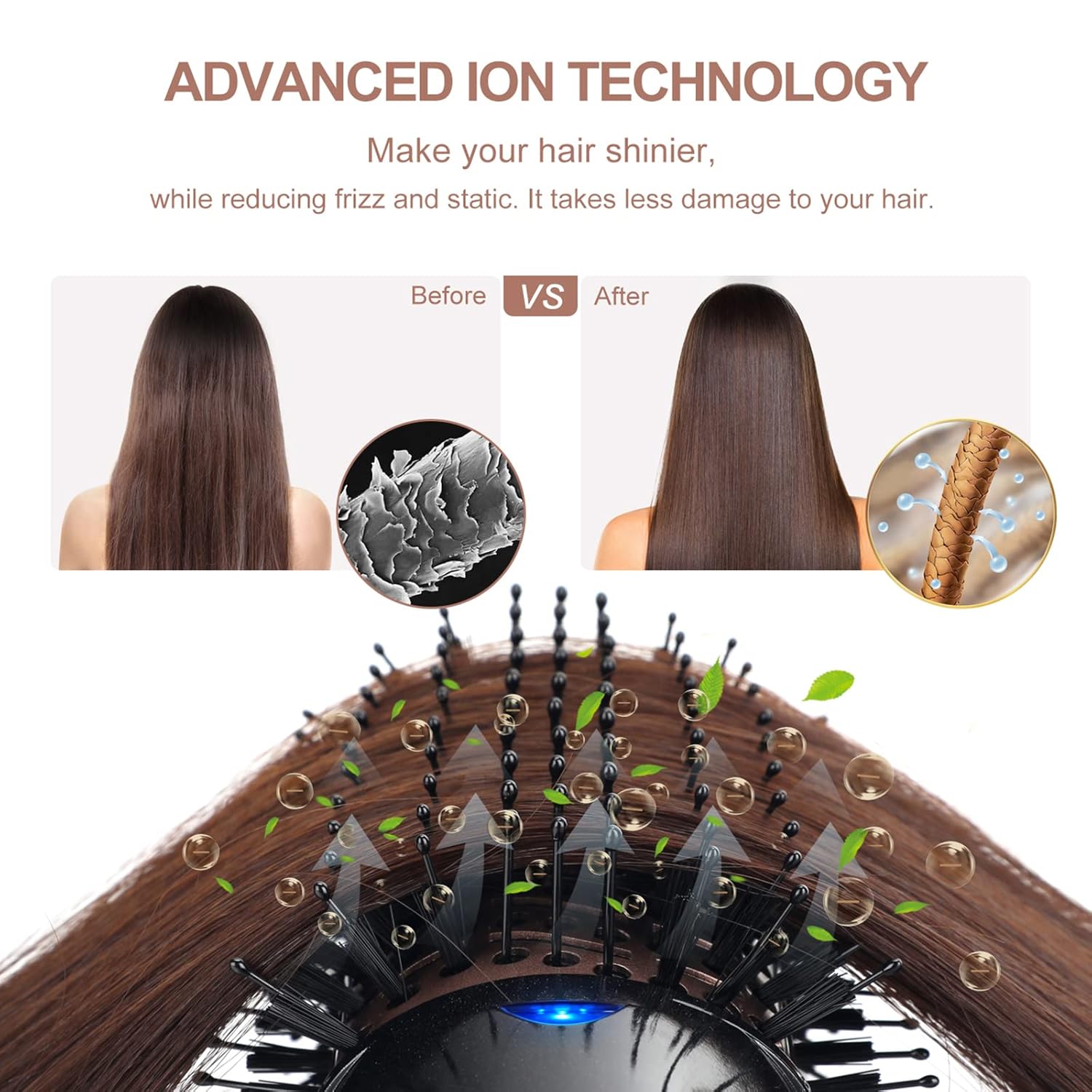 One Step Hair Dryer &amp; Volumizing Hot Air Brush, Blow Dryer, Ceramic Straightener, Curler &amp; Hot Comb 4 in 1 Salon Ionic Brush, Hair Styling Tools, Black