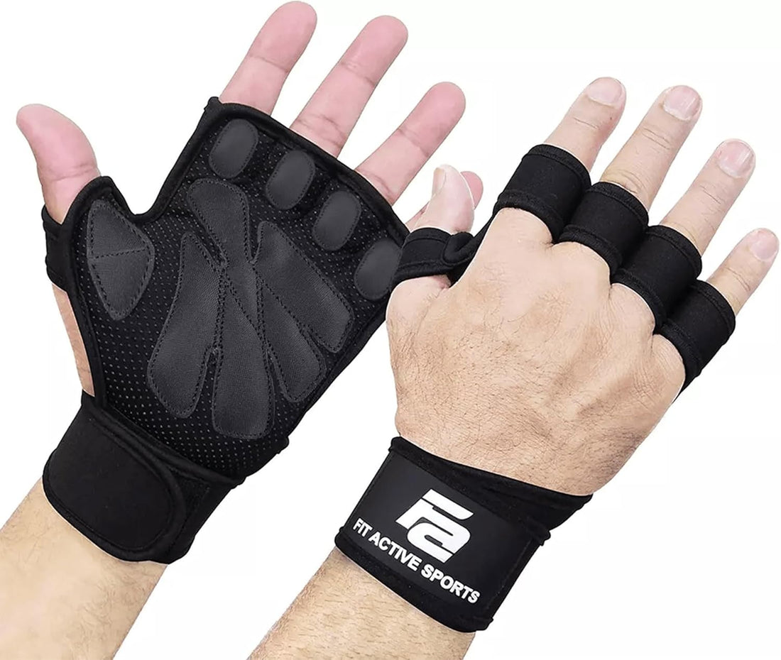 New Ventilated Weight Lifting Workout Gloves with Built-In Wrist Wraps for Men and Women - Great for Gym Fitness, Cross Training, Hand Support &amp; Weightlifting.