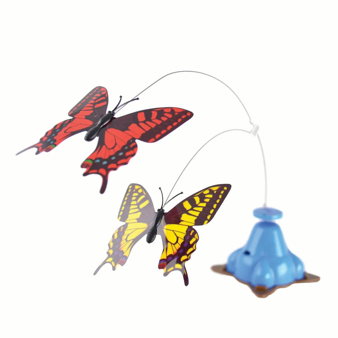 Whirling Wiggler Butterfly Spinner Cat Toy, Red and Yellow