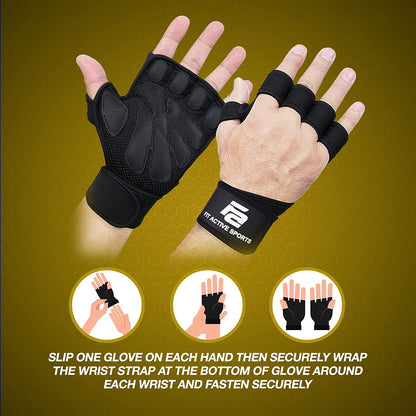 New Ventilated Weight Lifting Workout Gloves with Built-In Wrist Wraps for Men and Women - Great for Gym Fitness, Cross Training, Hand Support &amp; Weightlifting.