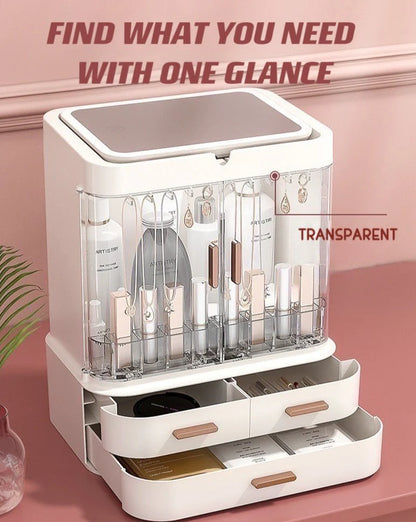 All-In-One Organizer with Led Mirror for Makeup Skincare &amp; Accessories