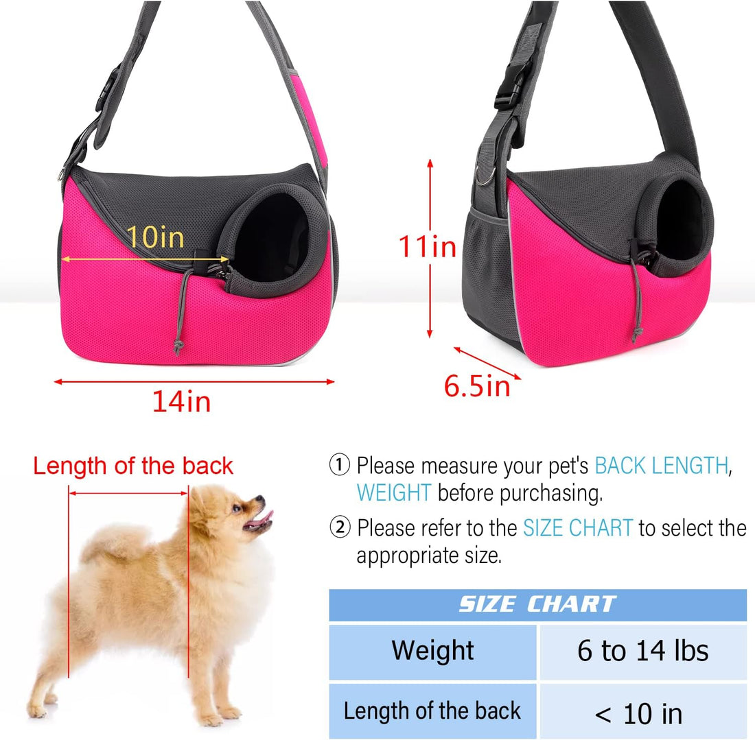 Large Dog Sling Carrier Pet Sling Carrier with Bottom Pad Support Breathable Hand Free Safe Dog Crossbody Carrier for Medium Small Dogs Cats (Rose)