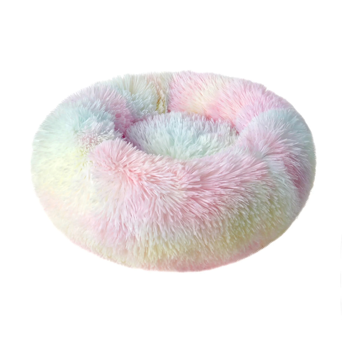 Round Plush Pet Bed for Dogs &amp; Cats,Fluffy Soft Warm Calming Dog Bed Sleeping Kennel Nest,23.6 X 23.6 X 8&quot;