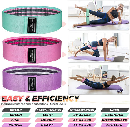 Resistance Bands, Exercise Workout Bands for Women and Men, 3 Set of Stretch Bands for Booty Legs for Yoga Starter, Pilates Flexbands